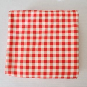 Red gingham twill fabric remnant, 1 yard plus extra